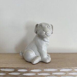 White Glazed Ceramic Dog Figure Home Decor